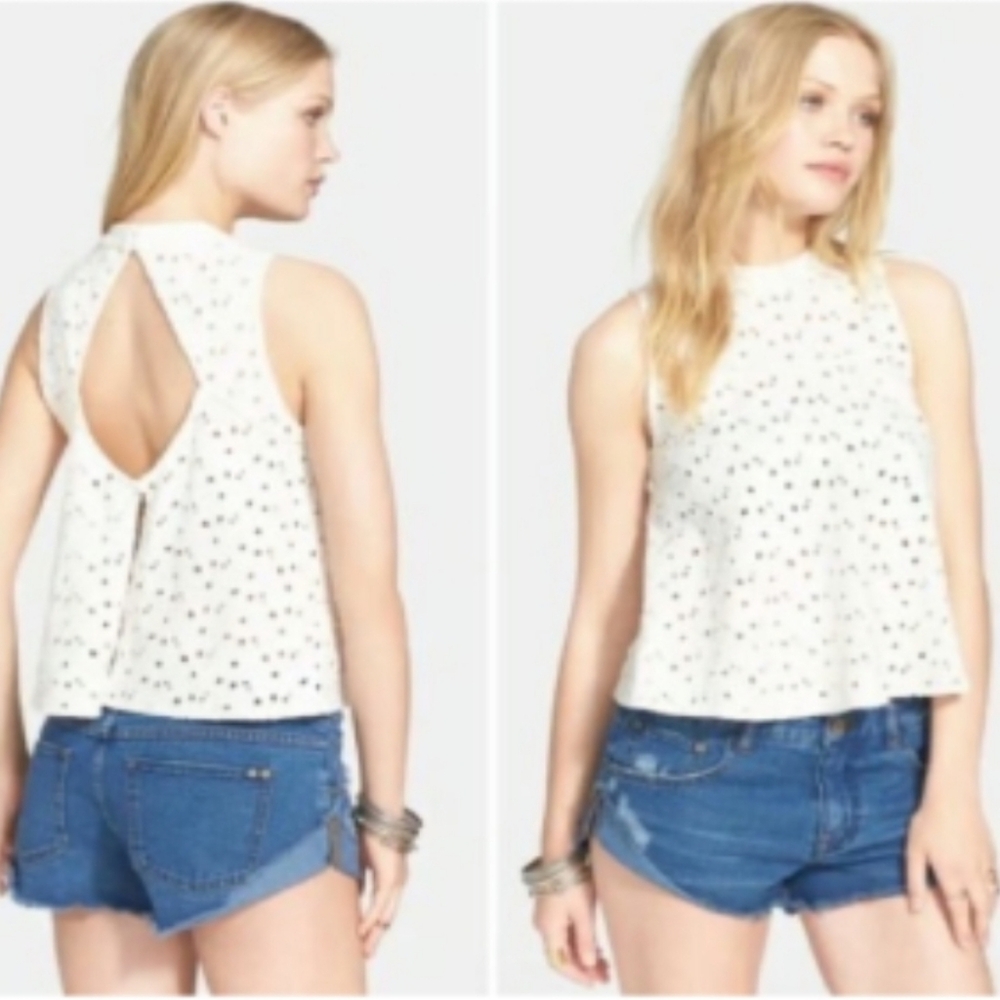 NWT Free People Mali Open Back Eyelet Tank, L